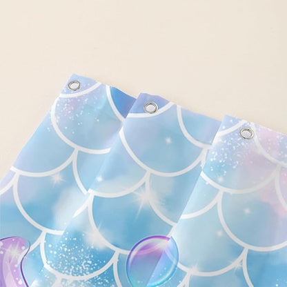 AILONEN Cute Dolphin Shower Curtain,Kawaii Ocean Dolphin Bathroom Curtain for Kids Girls Women,Cartoon Fish Scale Mermaid Bath Curtain 72" W*84" H Polyester Waterproof Shower Curtain with 12 Hooks