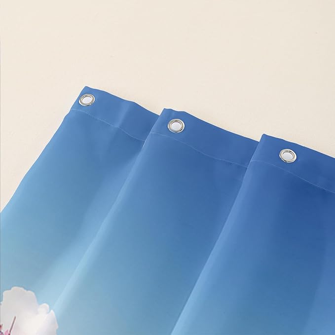 AILONEN Cute Dolphin Shower Curtain,Romantic Pink Sky Clouds Hearts Print Bath Curtain,Blue and Pink Dolphin Shower Curtain Waterproof for Bathroom Decor with 12 Plastic Hooks, 60" W*72" H