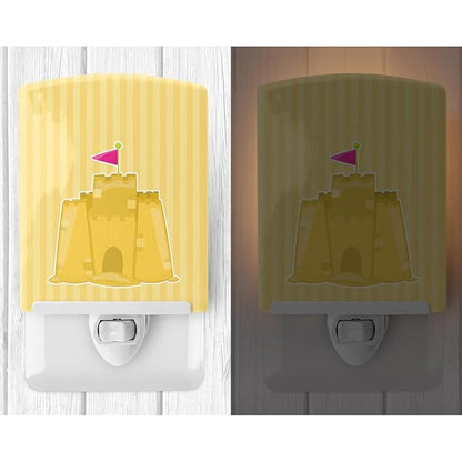 Caroline's Treasures BB8660CNL Beach Baby Girl Sand Castle Ceramic Night Light Compact, UL-Certified, Ideal for Bedroom, Bathroom, Nursery, Hallway, Kitchen, 6x4x3, Multicolor