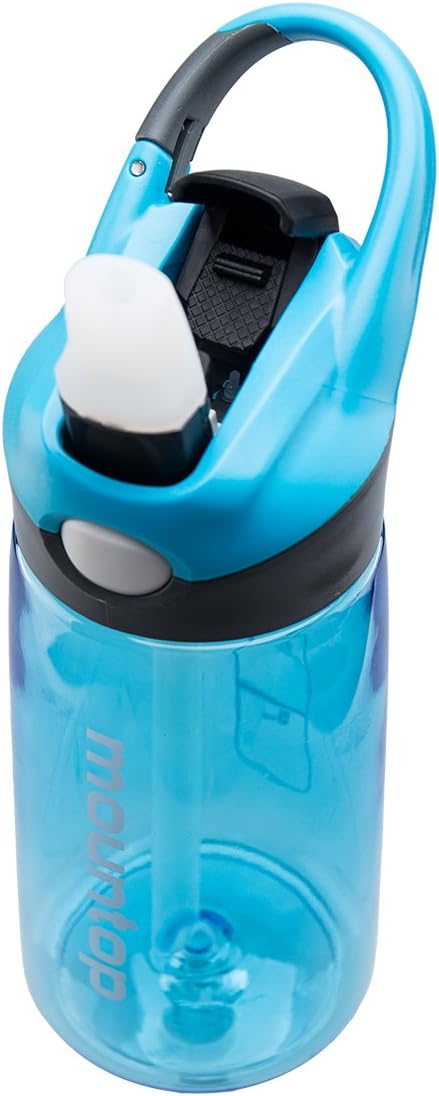 mountop Kids Water Bottle with Silicone Straw and Handle, Easy Use for Girls and Boys, BPA-free Water Bottle for Kids 14oz 400ml