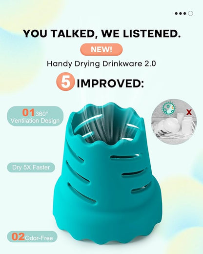 Bottle Drying Rack, 4PCS Silicone Single Handy Faster Dryer for Water Bottle, Wine Glass, Coffee Mug, Tumbles Travel-Friendly Drying Rack, Fit for HydroFlask, Yeti, Camelbak