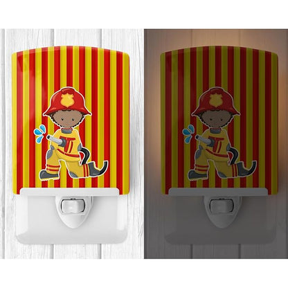 Caroline's Treasures BB6996CNL Fireman Boy Ceramic Night Light Compact, UL-Certified, Ideal for Bedroom, Bathroom, Nursery, Hallway, Kitchen, 6x4x3, Multicolor