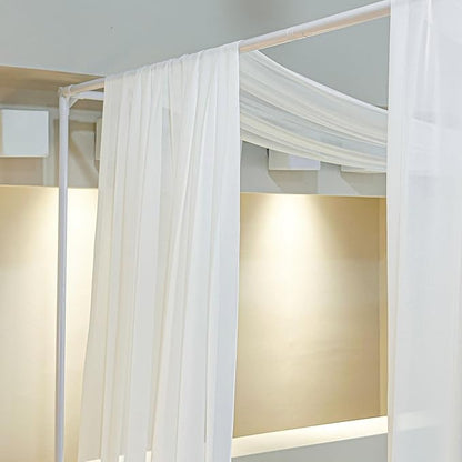 AIKASY White Bed Canopy Scarf for Twin - Luxury Sheer Canopy Bed Curtains with Light - Suitable for Four-Poster Bed, Metal Bed Frame, Wood Bed Frame -1pic