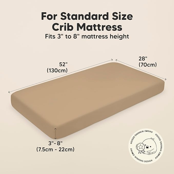 2-Pack Organic Crib Sheets for Boys, Girls - Jersey Fitted Crib Sheet, Baby Crib Sheets Neutral, Crib Mattress Sheet, Cotton Crib Sheets, Breathable Crib Sheet, Baby Mattress Sheets (Pecan)