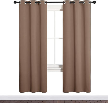 NICETOWN Blackout Window Curtains and Drapes for Kitchen, Window Treatment Thermal Insulated Solid Grommet Blackout Drapery Panels (Set of 2, 34 by 72 inches, Cappuccino)