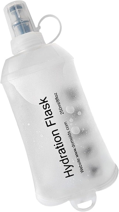 250ml Soft Flask, TPU Collapsible Soft Water Bottle for Hydration Pack, Running Vest, Folding Water Bottle for Hiking Cycling Climbing-1Pcs, White