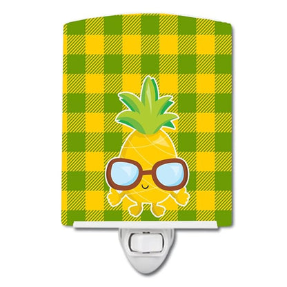 Caroline's Treasures BB8959CNL Pineapple Cool Sunglasses Face Ceramic Night Light Compact, UL-Certified, Ideal for Bedroom, Bathroom, Nursery, Hallway, Kitchen, 6x4x3, Multicolor