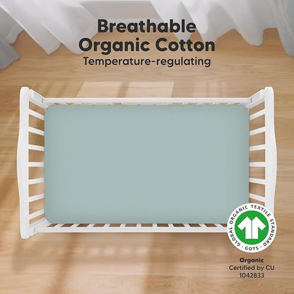 2-Pack Organic Crib Sheets for Boys, Girls - Jersey Fitted Crib Sheet, Baby Crib Sheets Neutral, Crib Mattress Sheet, Cotton Crib Sheets, Breathable Crib Sheet, Baby Mattress Sheets (Toasty)