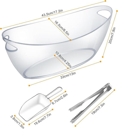 Acrylic Ice Buckets for Parties 2 Pack, IKAYAS 5.5L Large Acrylic Ice Tub with Scoop and Stainless Steel Tongs for Cocktail Bar Mimosa Bar Supplies, Champagne Bucket Beer Bucket Acrylic Tub