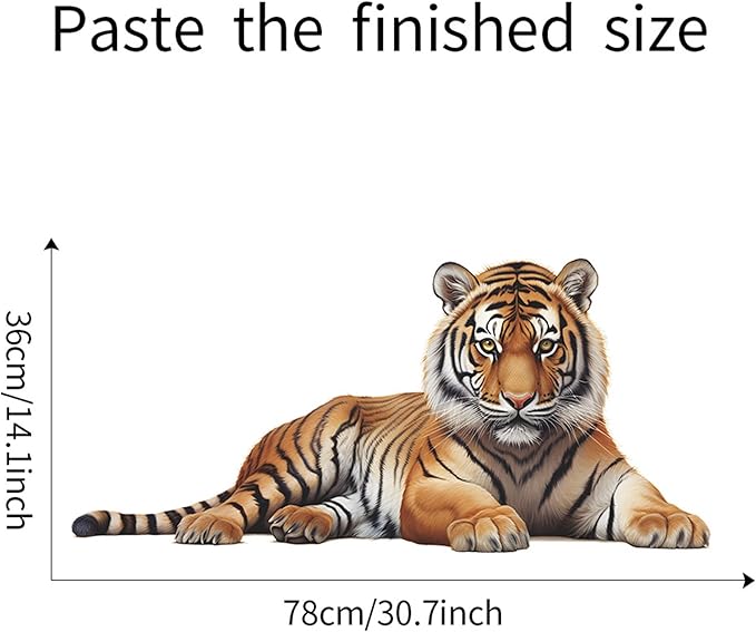 Lifelike Tiger Wall Decal 3D Animals Wall Sticker Safari Wall Decor for Nursery Kid'sroom School Classroom Livingroom Bedroom Bathroom Decoration (Lifelike Tiger 4)