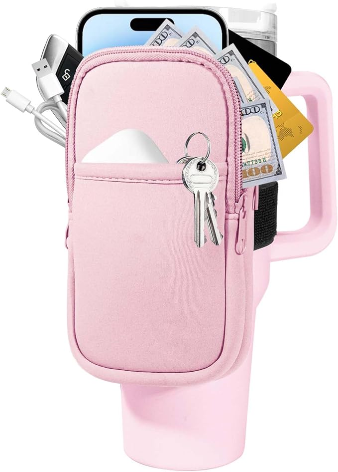 Water Bottle Pouch for Stanley Quencher Adventure 40oz,Gym Tumbler Stanley Cup Accessories for Women,Tumbler Pouch for Cards, Keys, Earphone,Phones