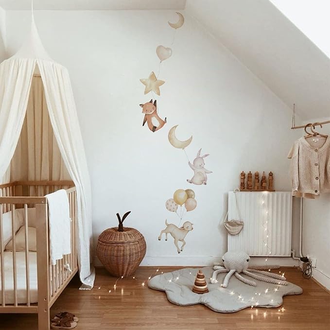Removable Balloon Wall Decals, Balloon, Animals Baby Room Wall Stickers, Balloon and Animal Stickers for Kids, Bedroom, Playroom, Bathroom Decor