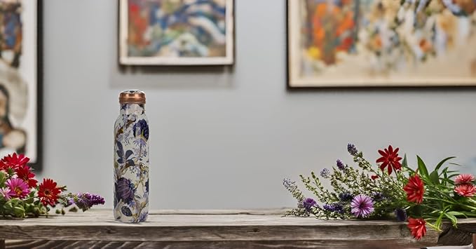 Copper Water Bottle 34 oz Pure Hammered Ayurvedic Pure Copper Vessel For Drinking Leak Proof Bottle With Carry Bag for Sport Fitness Yoga Sports Copper Bottles 1000 ML