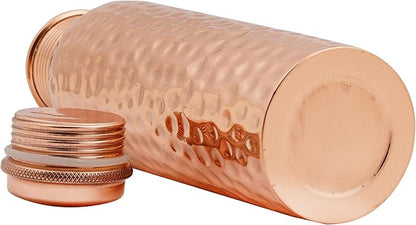 Copper Water Bottle for Drinking 34 oz Copper Ayurveda Pure Copper Water Bottle Ayurvedic Water Bottle with Lid Leak Proof Joint Less Water Bottle Travel Bottle for Gym, Office, Hiking,Outdoor Bottle