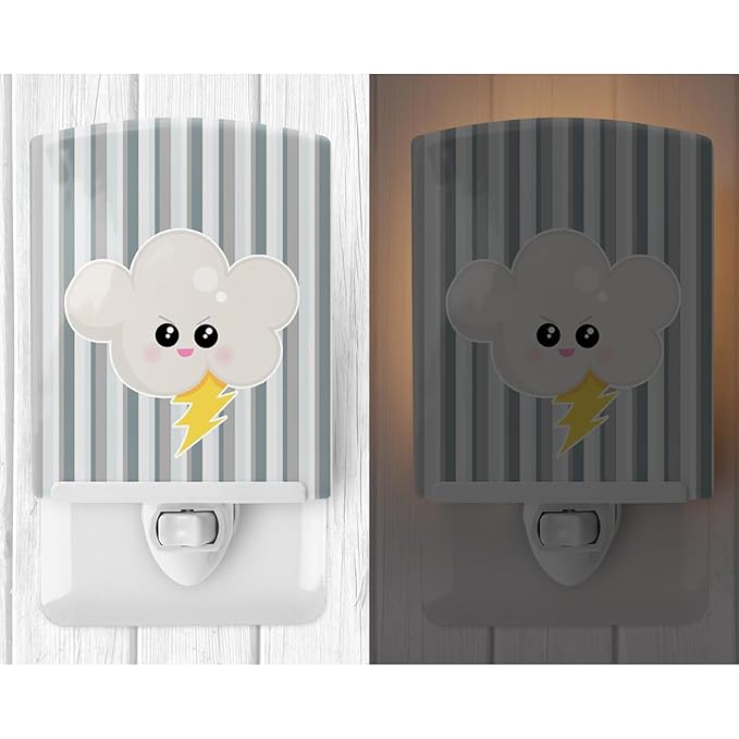 Caroline's Treasures BB7148CNL Weather Thuderstorm Face Ceramic Night Light Compact, UL-Certified, Ideal for Bedroom, Bathroom, Nursery, Hallway, Kitchen, 6x4x3, Multicolor