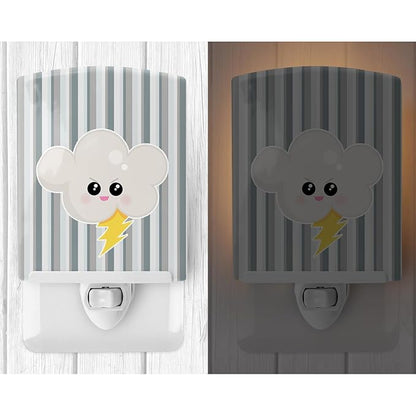 Caroline's Treasures BB7148CNL Weather Thuderstorm Face Ceramic Night Light Compact, UL-Certified, Ideal for Bedroom, Bathroom, Nursery, Hallway, Kitchen, 6x4x3, Multicolor
