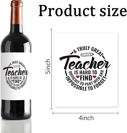 24 Pcs Teacher Thank You Gifts Wine Labels Teacher Appreciation Gifts Wine Bottle Stickers A Truly Great Teacher Wine Labels for Bottles Gifts for Women Men