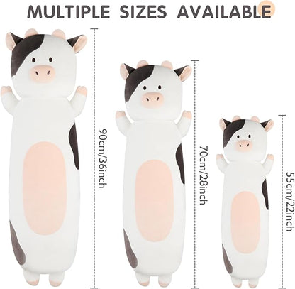 36 inch Milk Cow Stuffed Animal, Soft Long Cuddle Squishy Pillow, Cute Cow Print Body Pillow Plushies Toy Gift for Kids, Boys Birthday,Valentine,Easter