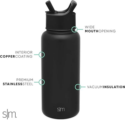 Simple Modern Officially Licensed NBA Water Bottle with Straw Lid Insulated Stainless Steel Thermos Gift | Summit Collection | 32oz