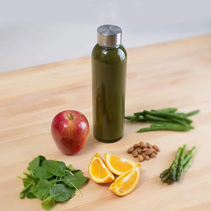 Encheng Glass Water Bottles, Glass Beverage Bottles 16oz,Drinking Bottles With Leakproof Stainless Steel Cap 500ml,Reusable Juice Bottles Beverage Drinkware,To Go Travel Bottles For Drink,Sauce 8Pack