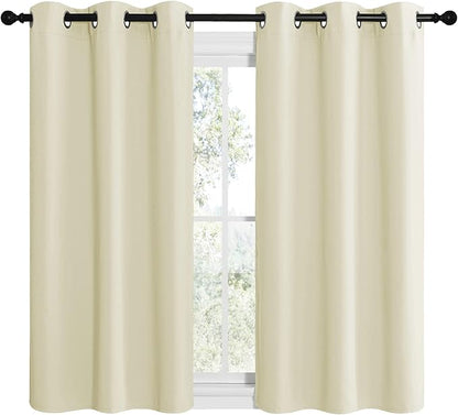 NICETOWN Kitchen Curtains for Decoration, Thermal Insulated Grommet Room Darkening Draperies/Panels for Laundry (Beige, 2 Panels, W42 x L48 inches)