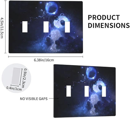 Cute Baby Panda Light Switch Cover Wall Plate Decorative 3 Gang Triple Toggle Covers Blue for Playrooms Bathrooms Farmhouses Living Room 4.5 x 6.38 in