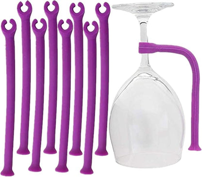 8 Pack Silicone Stemware Saver Flexible Stemware Holder Dishwasher Wine Glass Protector Tether Silicone Dishwasher Attachment Purple by PPX