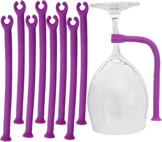 8 Pack Silicone Stemware Saver Flexible Stemware Holder Dishwasher Wine Glass Protector Tether Silicone Dishwasher Attachment Purple by PPX