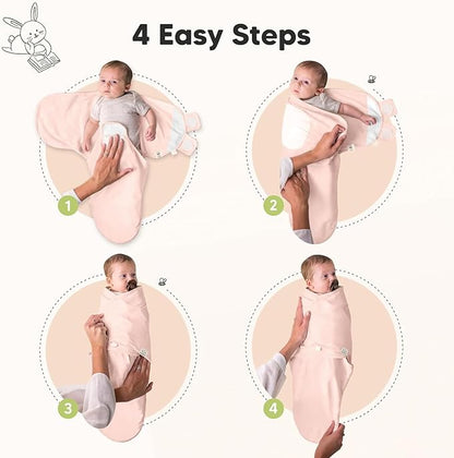 3-Pack Organic Baby Swaddle Sleep Sacks - Newborn Swaddle Sack, Ergonomic Baby Swaddles 0-3 Months, Swaddles for Newborns, Baby Sleep Sack, Baby Swaddle Blanket Wrap,Baby Essentials(Angelic)