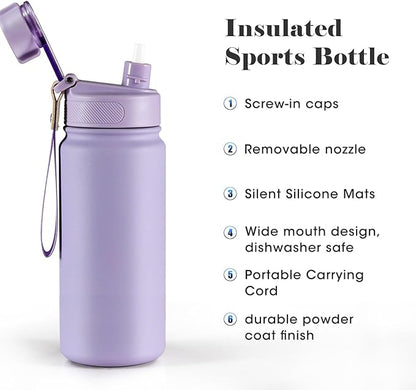 25 oz gym water bottle with straw, leak proof - men's/women's sports metal water bottle - double vacuum insulated stainless steel water bottle for gym, outdoors or traveling