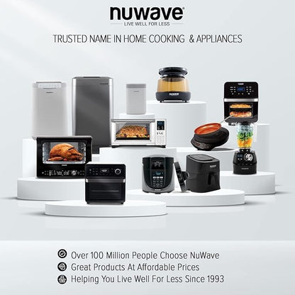 NUWAVE Bravo XL Air Fryer Convection Toaster Oven Countertop, 112-in-1 Smart Grill Combo with Original Flavors & Marks, Adjustable Heating Zones for Pizza, Roast, Bake, 50-500°F, Stainless Steel, 30QT