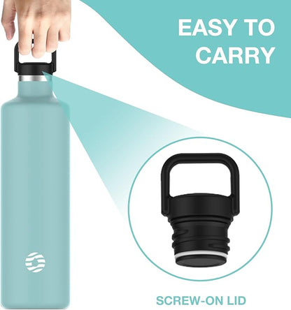 60oz Water Bottle with Carrier Bag, Large Insulated Water Bottle, Stainless Steel Water Bottles, Double Walled Insulated Thermo for Hot Drinks/Cold Drinks, Great for Gym, Hiking, Camping (Teal Blue)