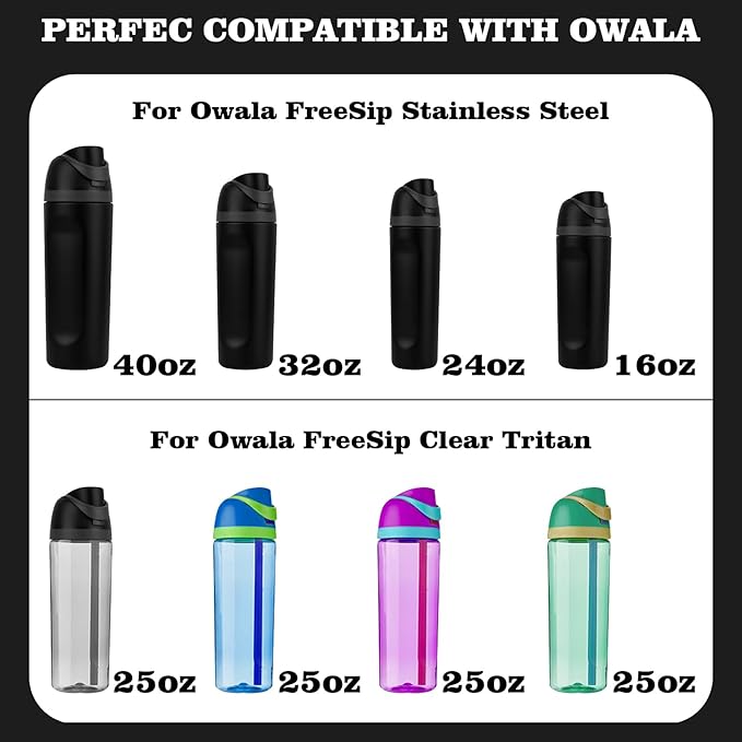 Moukiween Replacement Cap for Owala Freesip Bottle, One Button Water Bottle Top Lid Accessories Compatible with Owala Cup 16oz 24oz 32oz 40oz, BPA-Free, No Water Leakage, Black