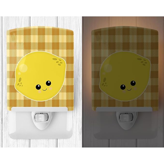 Caroline's Treasures BB6990CNL Lemon Face Ceramic Night Light Compact, UL-Certified, Ideal for Bedroom, Bathroom, Nursery, Hallway, Kitchen, 6x4x3, Multicolor