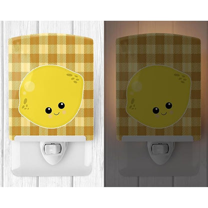 Caroline's Treasures BB6990CNL Lemon Face Ceramic Night Light Compact, UL-Certified, Ideal for Bedroom, Bathroom, Nursery, Hallway, Kitchen, 6x4x3, Multicolor