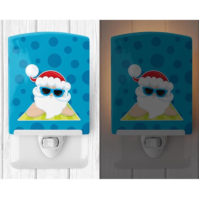 Caroline's Treasures BB9074CNL Beach Santa Claus #7 Ceramic Night Light Compact, UL-Certified, Ideal for Bedroom, Bathroom, Nursery, Hallway, Kitchen, 6x4x3, Multicolor