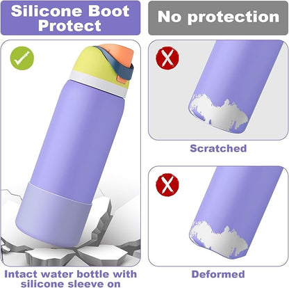 2PCS Silicone Water Bottle Boot for Owala 24oz 32oz 40oz, Anti-Slip Protective Sleeve Bottom Bumper Protector for FreeSip, Twist, and Flip Stainless Steel Water Bottles
