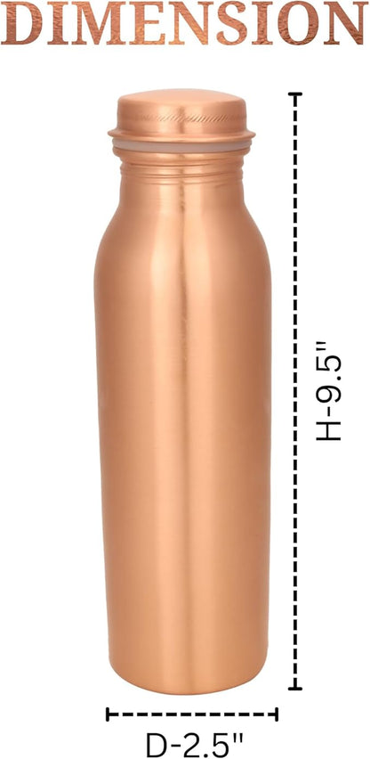 RAJRANG BRINGING RAJASTHAN TO YOU Modern Copper Water Bottle 16 oz Solid Vessel Ayurveda Health Pitcher Leak Proof Design Bottles for Sport Fitness Yoga