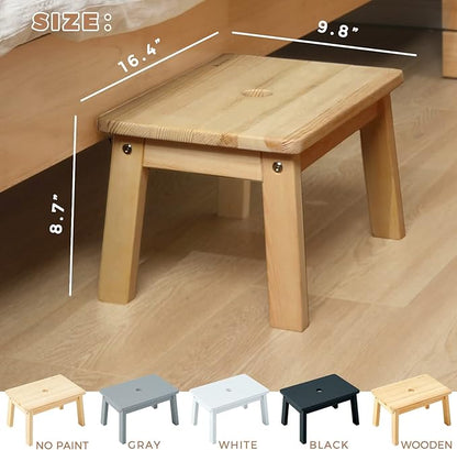 HOUCHICS Wooden Step Stool for Kids,Solid Birch for Kitchen Bedroom Living Room Bathroom Toilet Nursery Toddlers Potty Training Stool with Non-Slip Pads and 220lb Load Capacity (Wooden