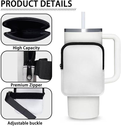 Cute Panda Water Bottle Pouch with Adjustable Strap Tumbler Cup Pouch for 40oz Stanley Accessories Tumbler IceFlow Storage Holder