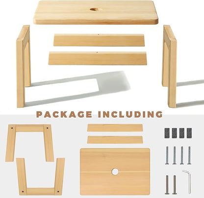 HOUCHICS Wooden Step Stool for Kids,Solid Birch for Kitchen Bedroom Living Room Bathroom Toilet Nursery Toddlers Potty Training Stool with Non-Slip Pads and 220lb Load Capacity (Wooden