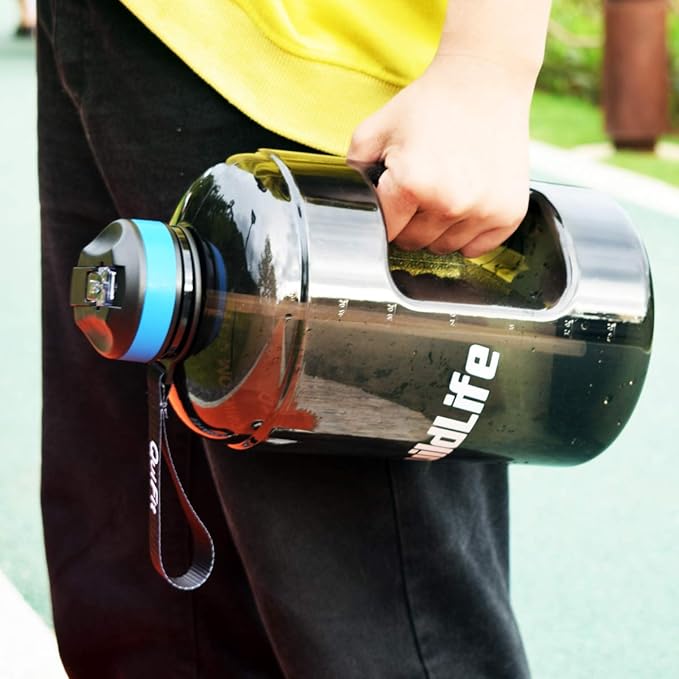 QuiFit Motivational Gallon Water Bottle - with Straw & Time Marker BPA Free Large Reusable Sport Water Jug with Handle for Fitness Outdoor Enthusiasts Leak-Proof