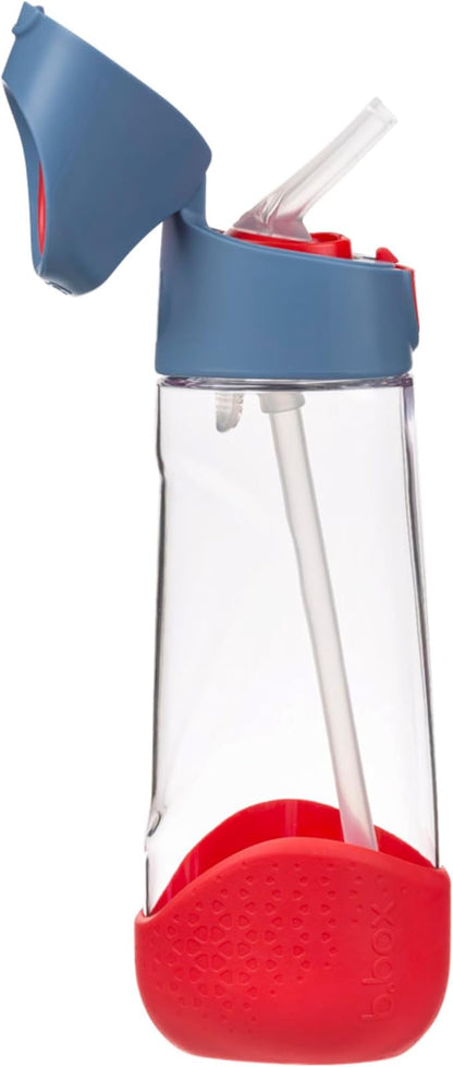 b.box 20oz Tritan Straw Bottle: Large Kids Water Bottle with Flip Straw for School, Daycare. Spill Proof, Leak Proof, Dishwasher Safe, BPA Free (Blue Blaze, 20 oz)