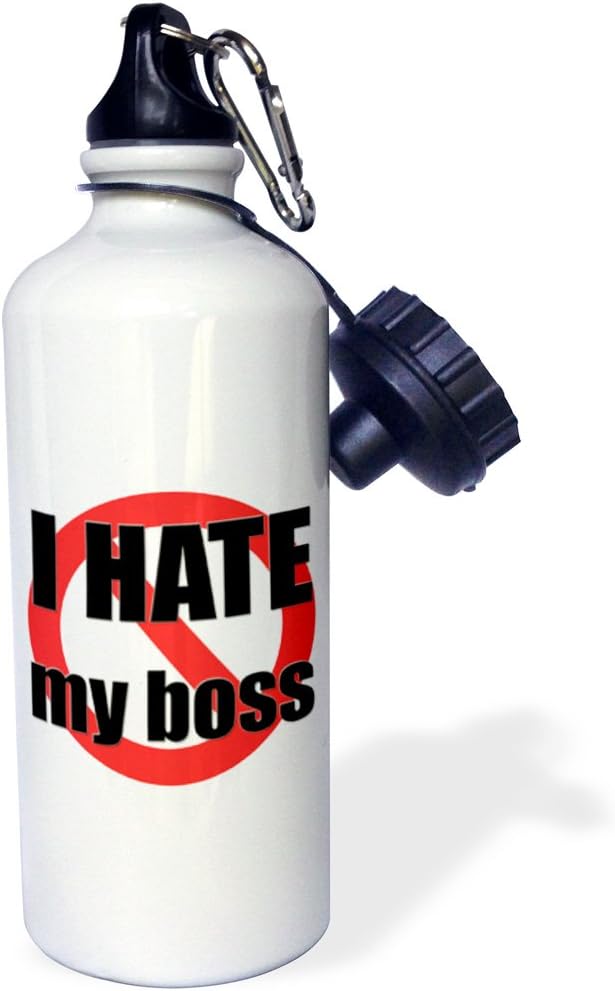 3dRose hate my boss, Sports Water Bottle, 21oz , Multicolored