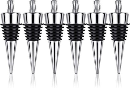 6 Pieces Metal Bottle Stopper 16 x 3/8 Blank Stainless Steel Wine Bottle Stopper Kit Reusable Wine Saver Corks Chrome Bottle Stopper Set Hardware for Wedding Wine Party Bar Turning