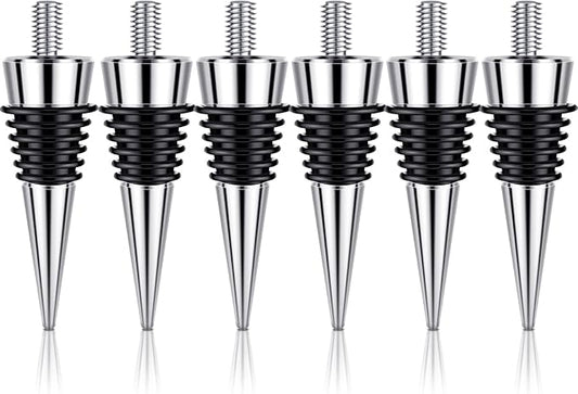 6 Pieces Metal Bottle Stopper 16 x 3/8 Blank Stainless Steel Wine Bottle Stopper Kit Reusable Wine Saver Corks Chrome Bottle Stopper Set Hardware for Wedding Wine Party Bar Turning