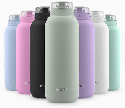 Ello Cooper 40oz Stainless Steel Water Bottle with Straw and Carry Handle, Double Walled and Vacuum Insulated Metal, Leak Proof Locking Lid with Soft Silicone Spout, Reusable, BPA Free, Sage