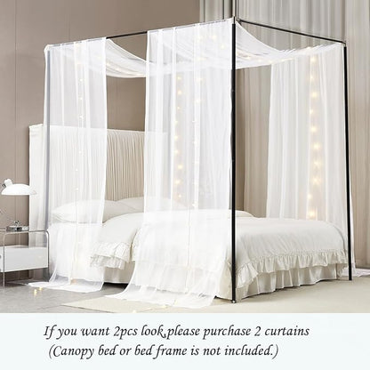 Akiky Canopy Bed Curtains White Bed Canopy Drapes Sheer Curtain Bed Scarf 1 Curtains Panel for King Size Bed décor