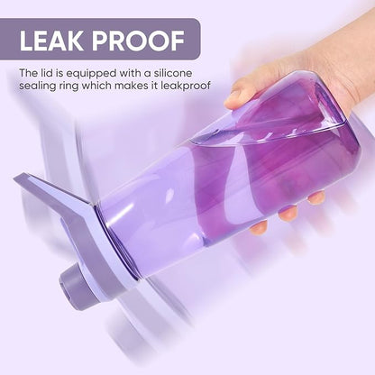 Kerilyn 32oz Water Bottle, Wide Mouth Plastic Water Bottles Chug Lid Sports Water Bottle, Reusable Water Bottle With Handle, Leak-Proof Clear Water Bottle for Travel, Fitness, Men, Women, Purple