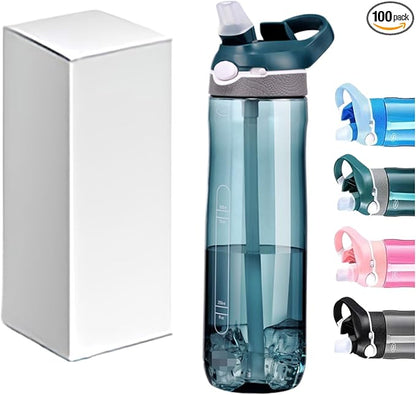 25oz Water Bottle with Clip Handle, Water Bottles with Locking Lid, Travel Plastic Water Bottle,Water Bottle with Straw, and Sports Tritan water bottle - Green